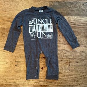 Urban Smalls Grey Heathered My Uncle Will Teach Me the Fun Stuff Onesie 6-9month